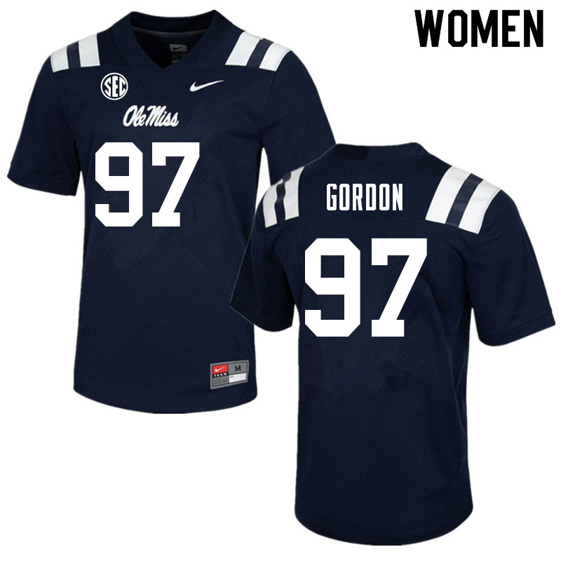 Jamond Gordon Ole Miss Rebels NCAA Women's Navy #97 Stitched Limited College Football Jersey SZA7358PB